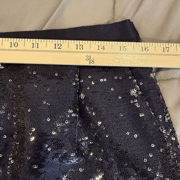 J. Crew Sequin Mini Skirt Navy Blue with Pockets Back Zipper Size 6 - Picture 9 of 11